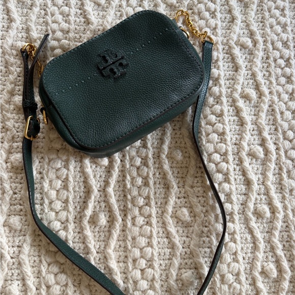 Tory Burch Handbags - Tory Burch Forest Green Pebbled Leather Crossbody with Gold Hardware